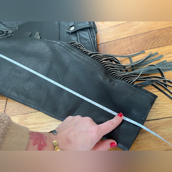 Vintage biker fringe black leather moto jacket - Picture 14 of 16